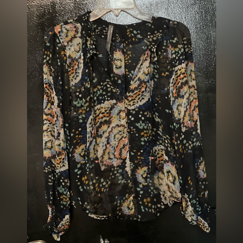 Sheer Black Floral Women's Top